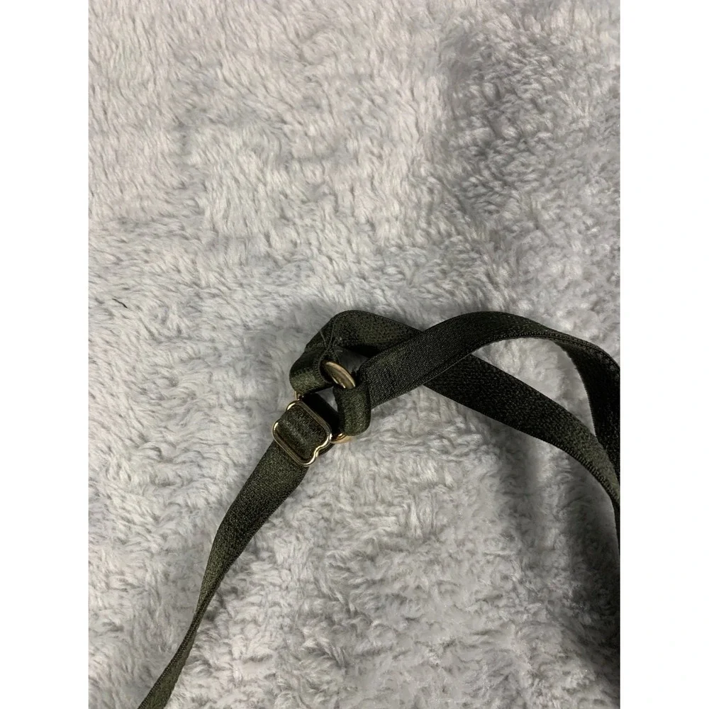 Victoria's Secret Unlined Plunge Bra 34D Olive Green Lace Gold Hardware